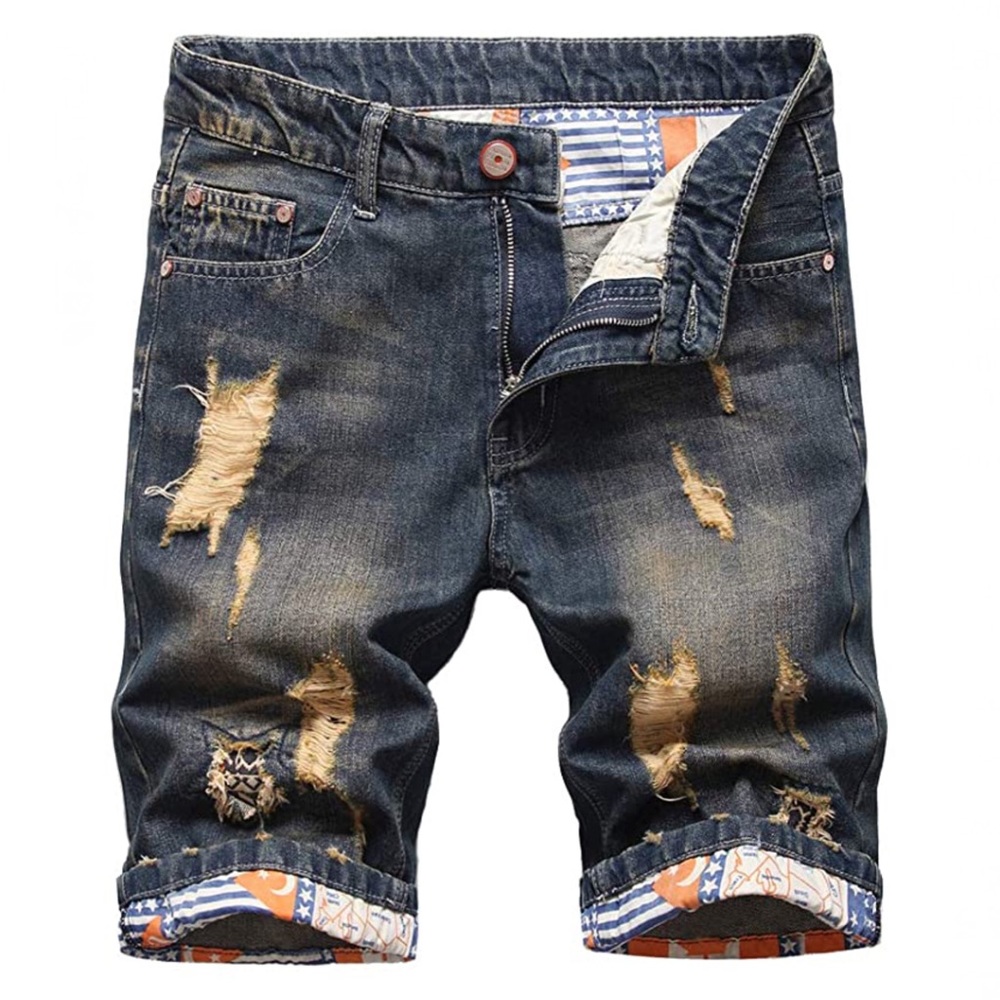 #352 Vintage Grey Distressed Patch Jean Shorts